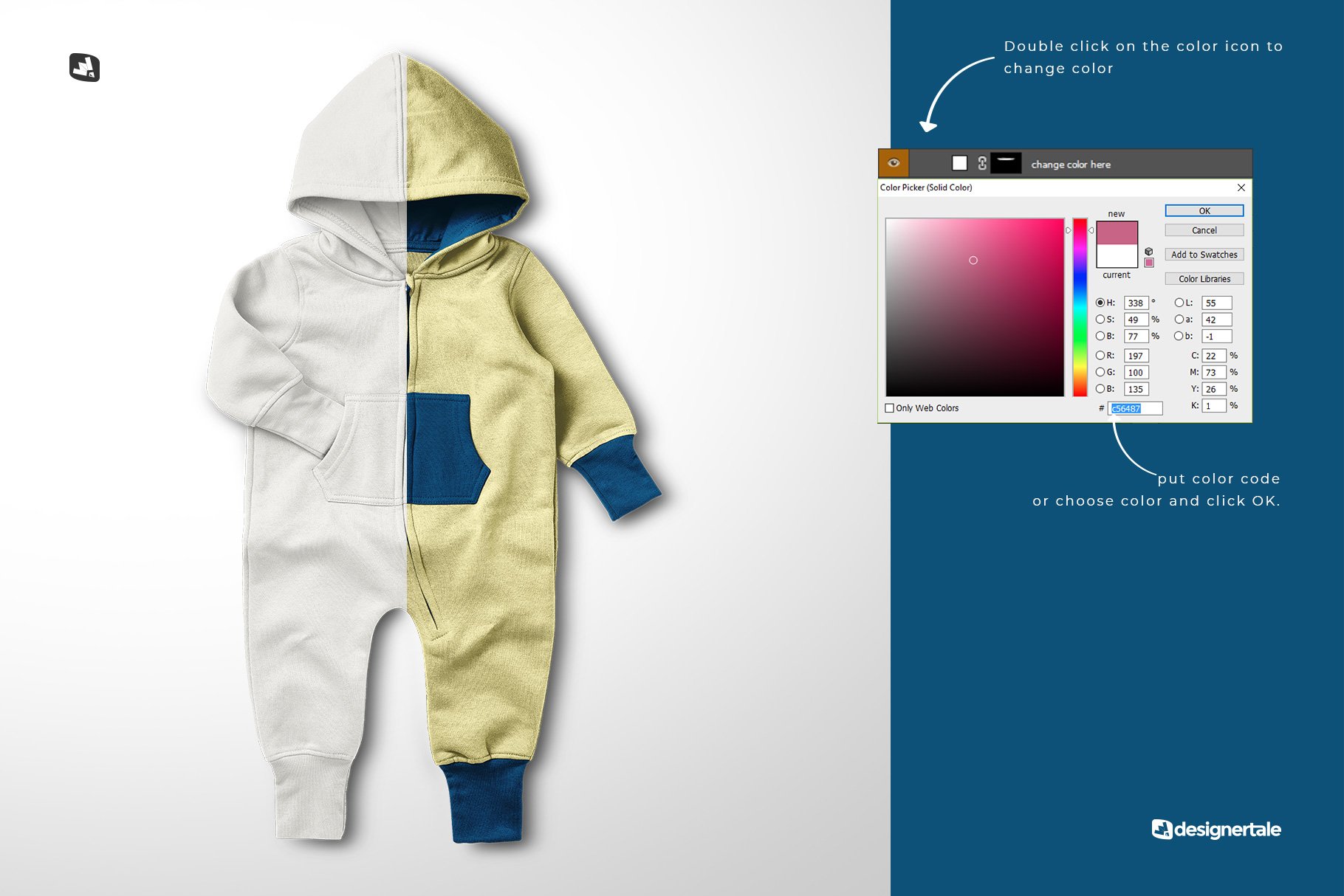 婴儿连帽衫连身衣印花设计贴图样机 Baby Hoodie Jumpsuit Mockup_img_2