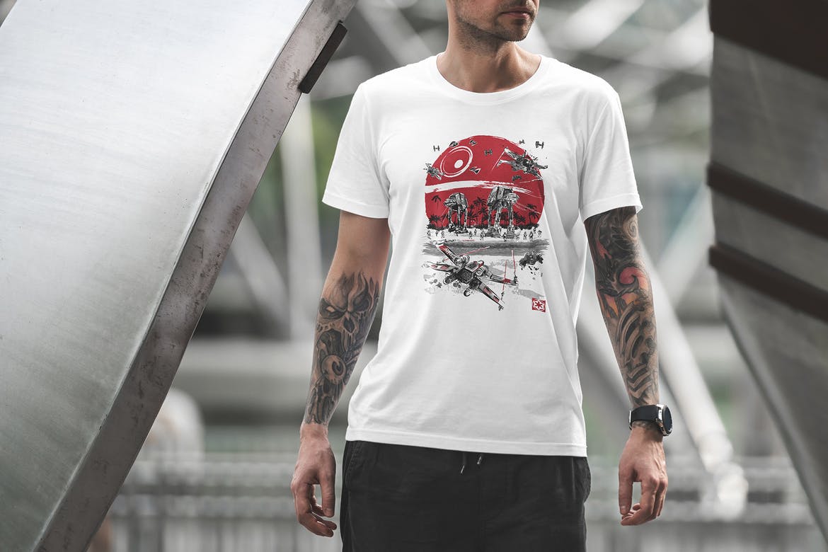 156款T恤印花图案设计效果模特场景展示Ps样机素材 T-Shirt Mockups Travel the World Bundle_img_2