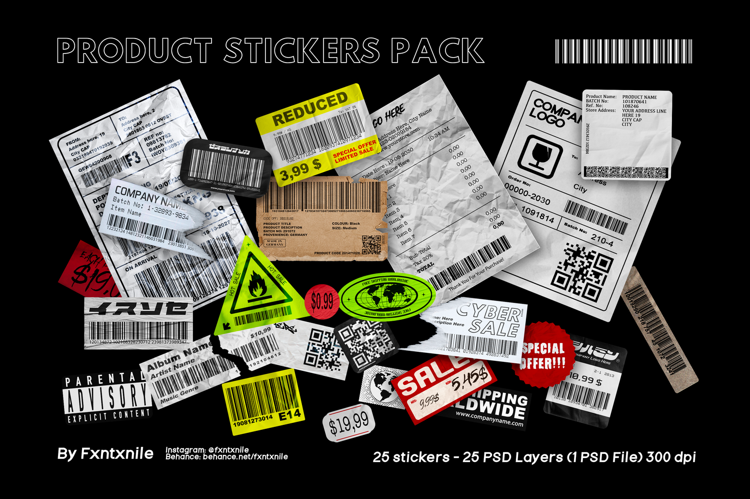 25款潮流复古磨损做旧破损标签贴纸Ps贴图样机素材 Stickers Mockup Pack_img_2