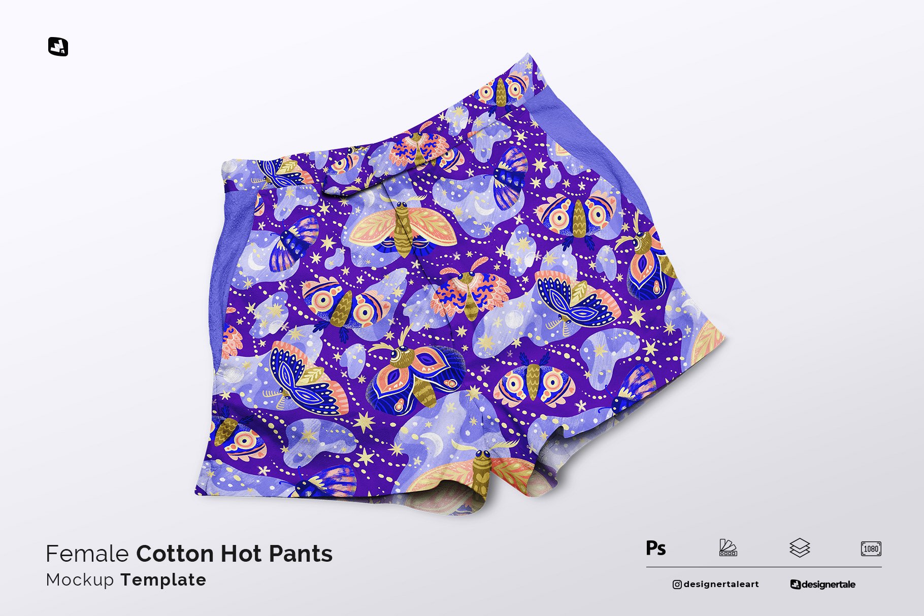 女士棉料短裤设计展示样机素材 Female Cotton Hot Pants Mockup_img_2