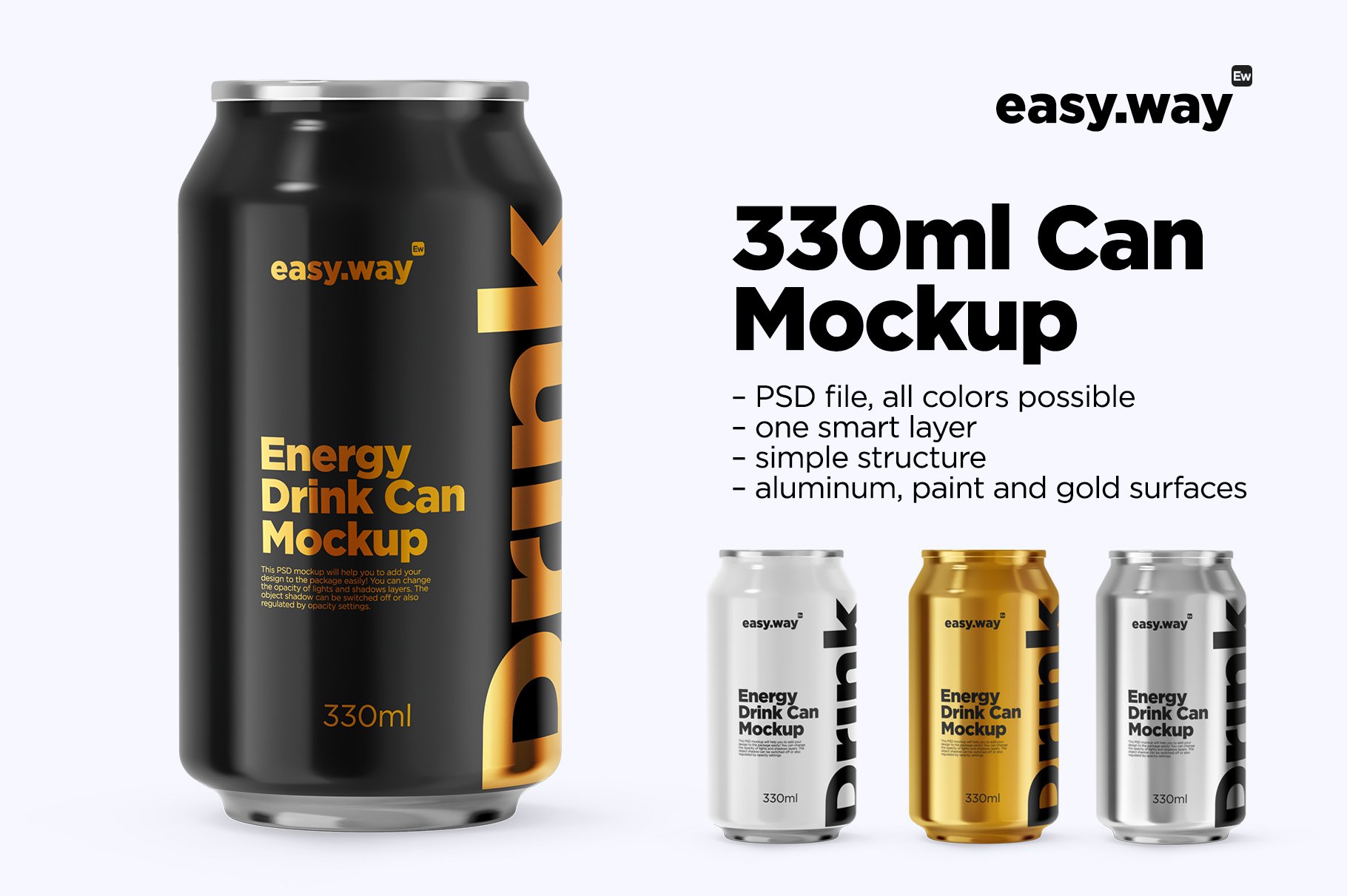 330毫升啤酒饮料铝易拉罐PSD样机模板 330ml Aluminum Cans PSD Mockup_img_2