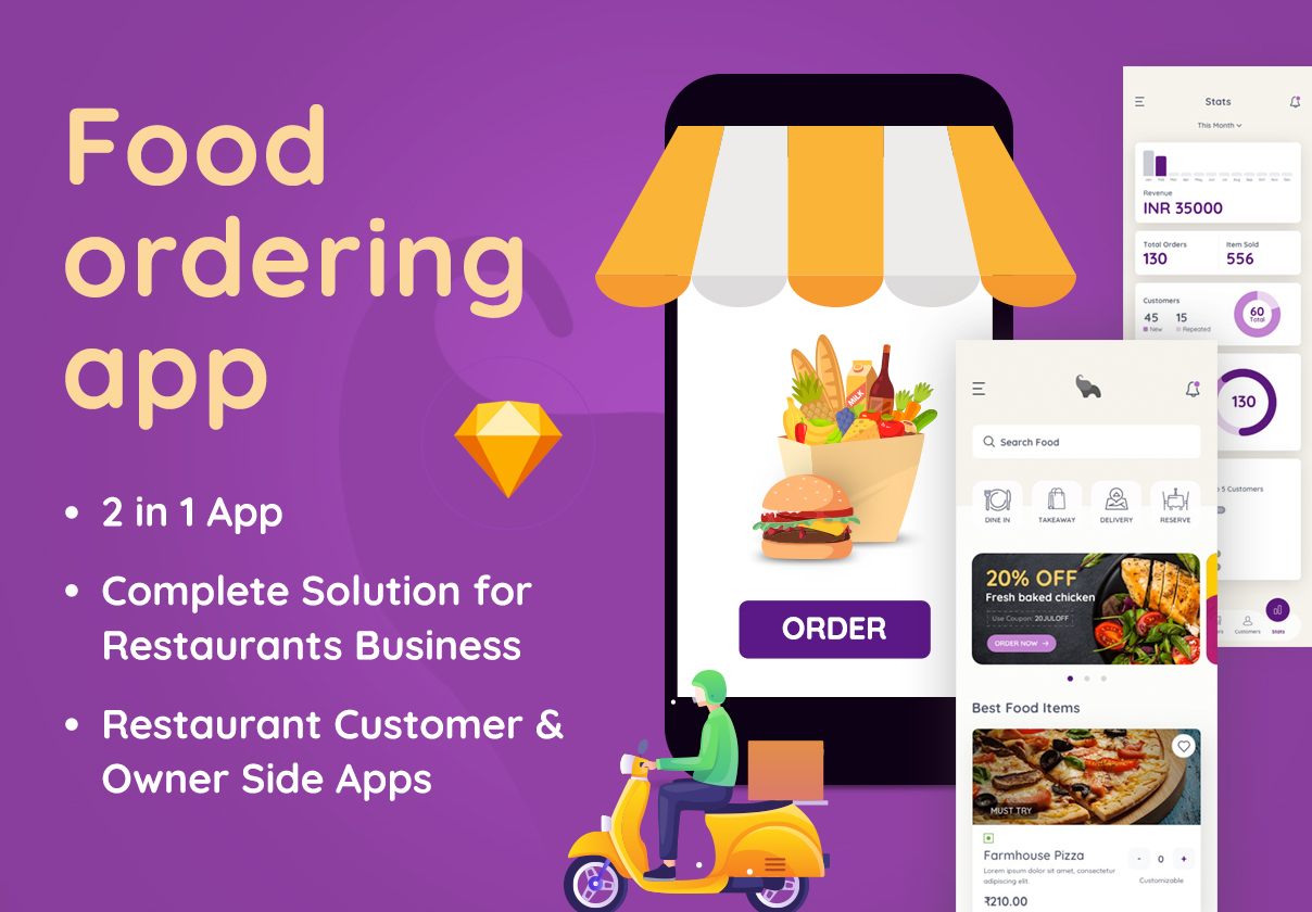 美食订购外卖应用软件APP UI套件模板 Eatfresh - Food Ordering App_img_2