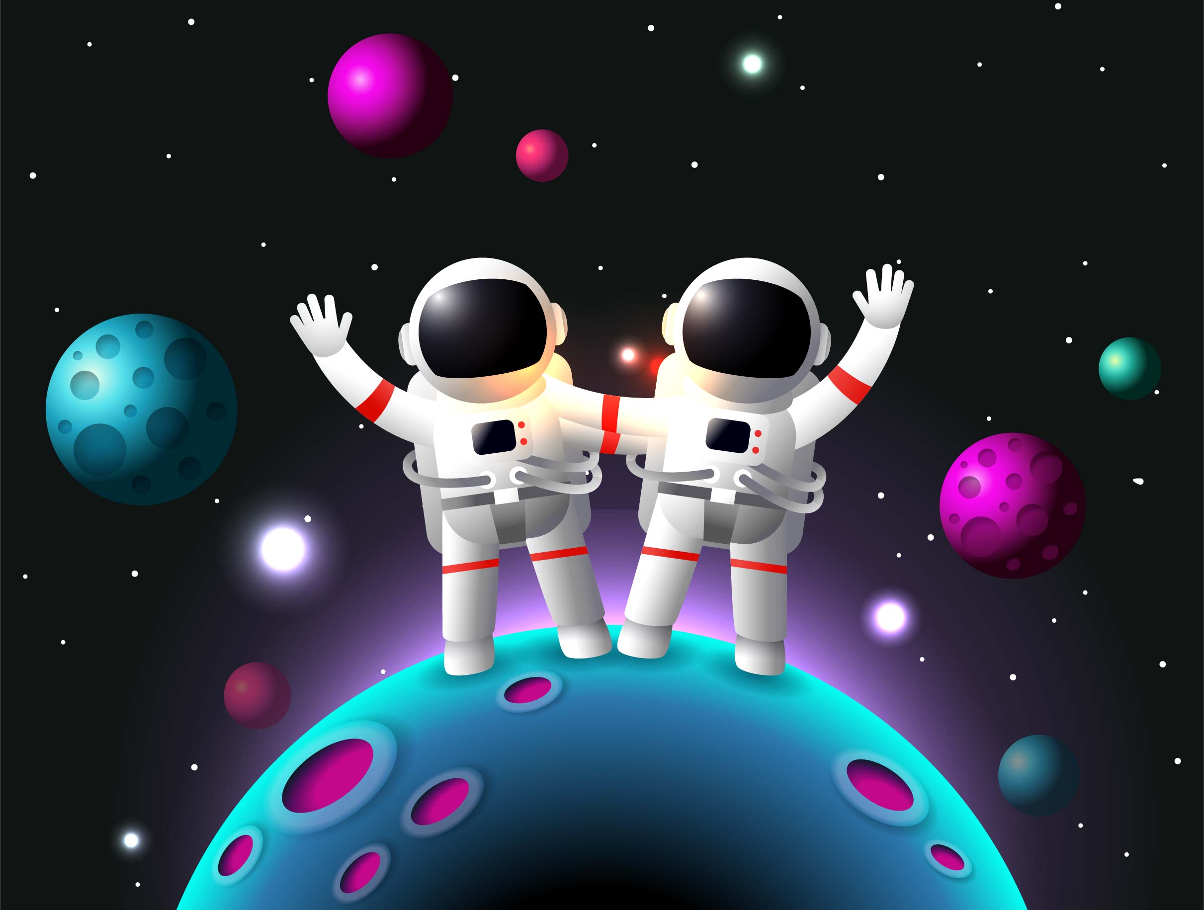 11款宇航员宇宙太空矢量插图设计素材 Astronaut Vector Illustration_img_2