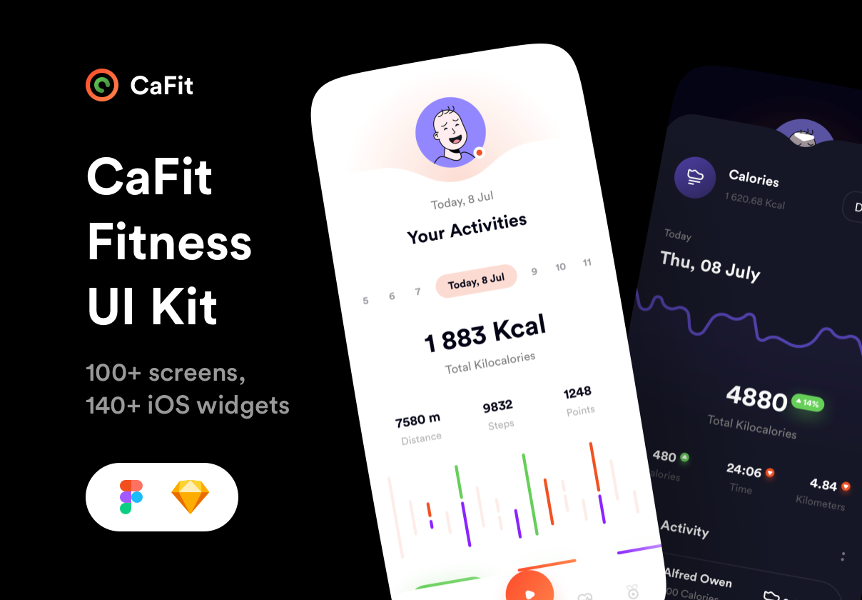 锻炼健身健康追踪应用程序APP UI套件素材 CaFit Fitness UI Kit_img_2