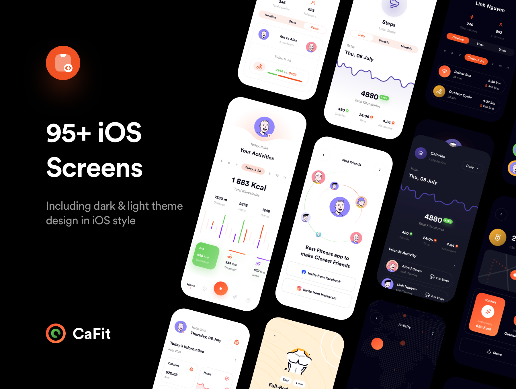 锻炼健身健康追踪应用程序APP UI套件素材 CaFit Fitness UI Kit_img_2