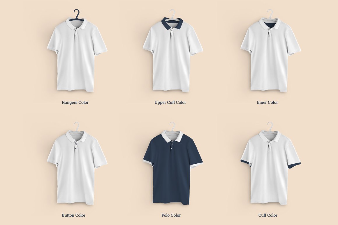 8款男士Polo半袖衫设计展示贴图样机模板 8 Mockups Men Polo_img_2