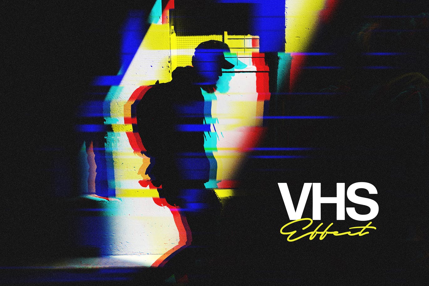 潮流故障VHS失真效果照片处理特效Ps样式模板 VHS Glitch Photo Effect_img_2