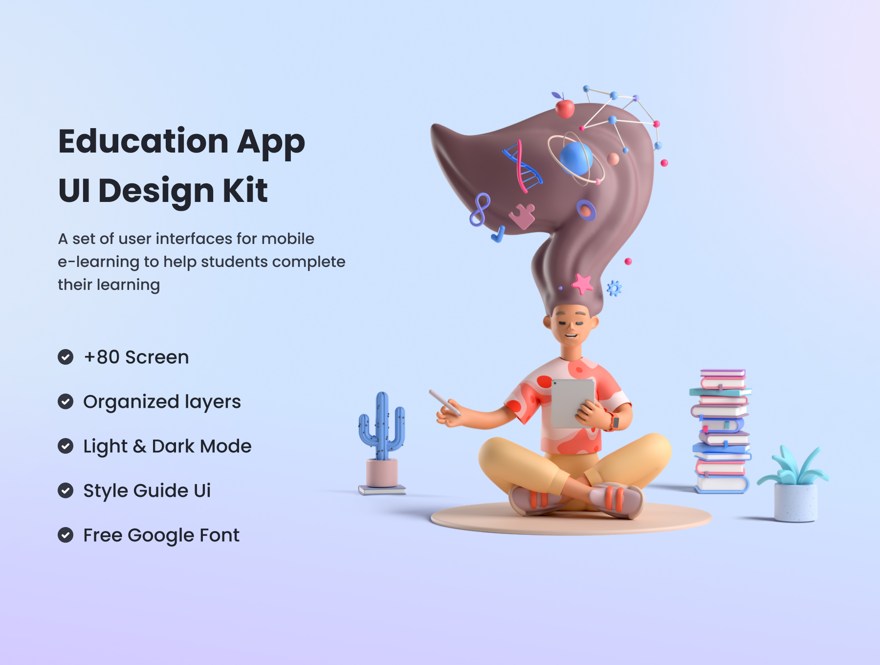 时尚在线学习教育应用程序APP界面设计模板套件 Education App UI Design Kit_img_2