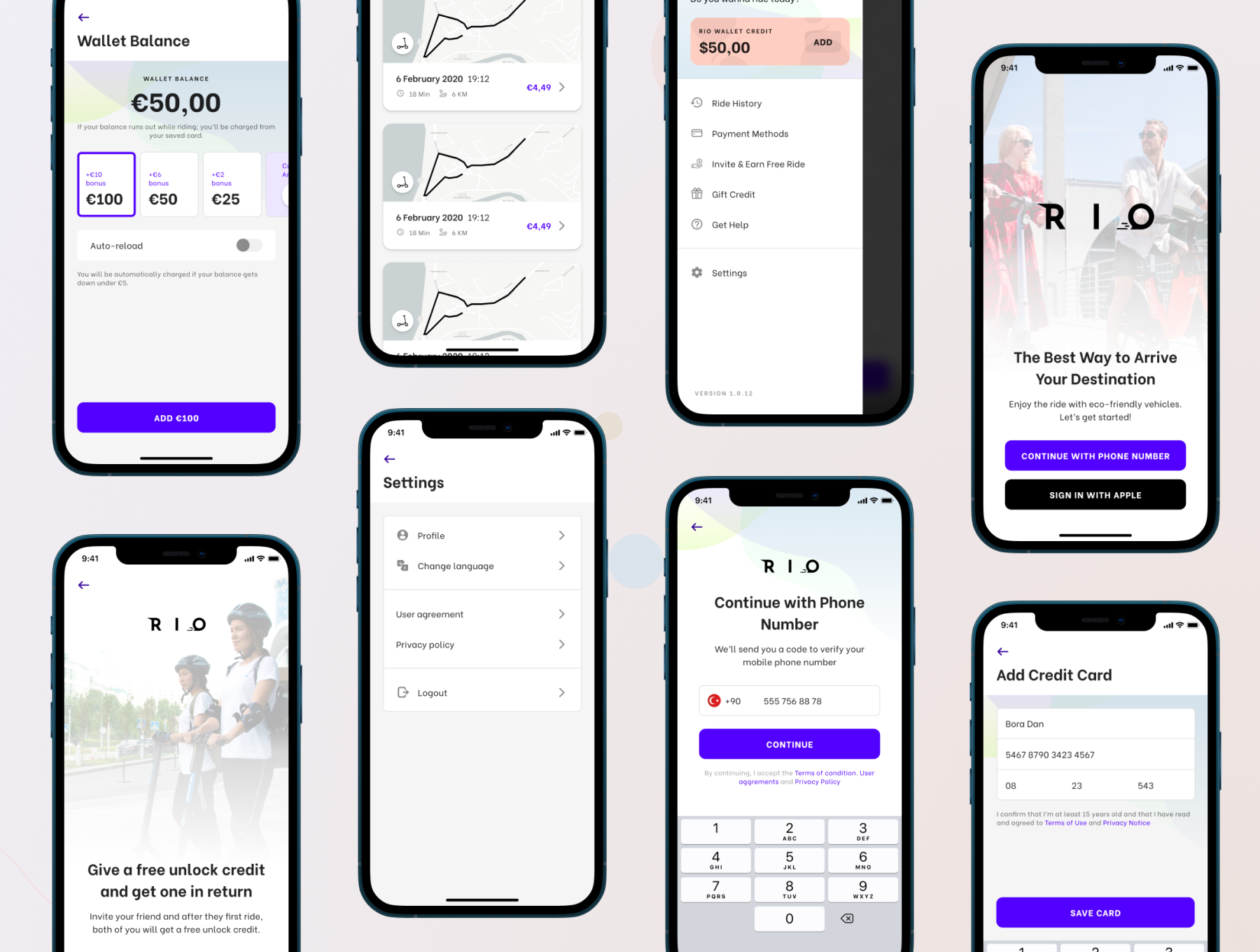 电动滑板车共享自行车应用程序设计APP UI套件素材 Rio - Design System for Electric Scooters_img_2