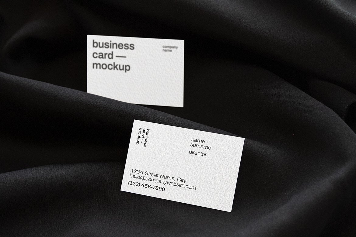 21款品牌标志VI设计办公用品商务名片展示Ps智能贴图样机模板 Business Card Mockup_img_2