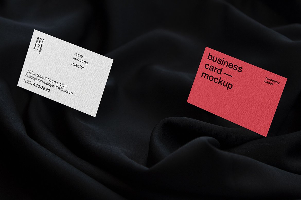 21款品牌标志VI设计办公用品商务名片展示Ps智能贴图样机模板 Business Card Mockup_img_2