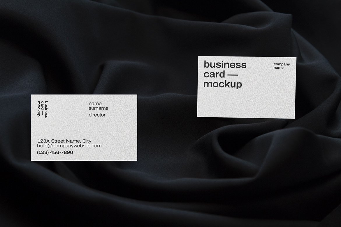 21款品牌标志VI设计办公用品商务名片展示Ps智能贴图样机模板 Business Card Mockup_img_2