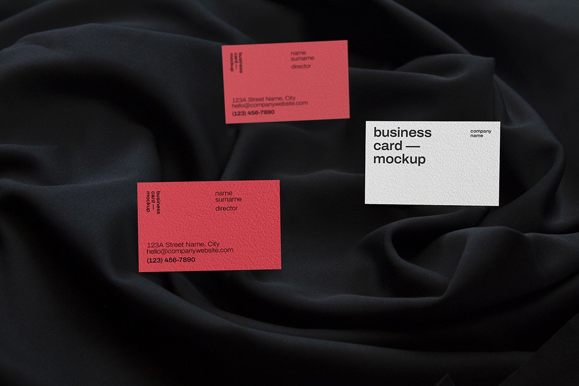 21款品牌标志VI设计办公用品商务名片展示Ps智能贴图样机模板 Business Card Mockup_img_2