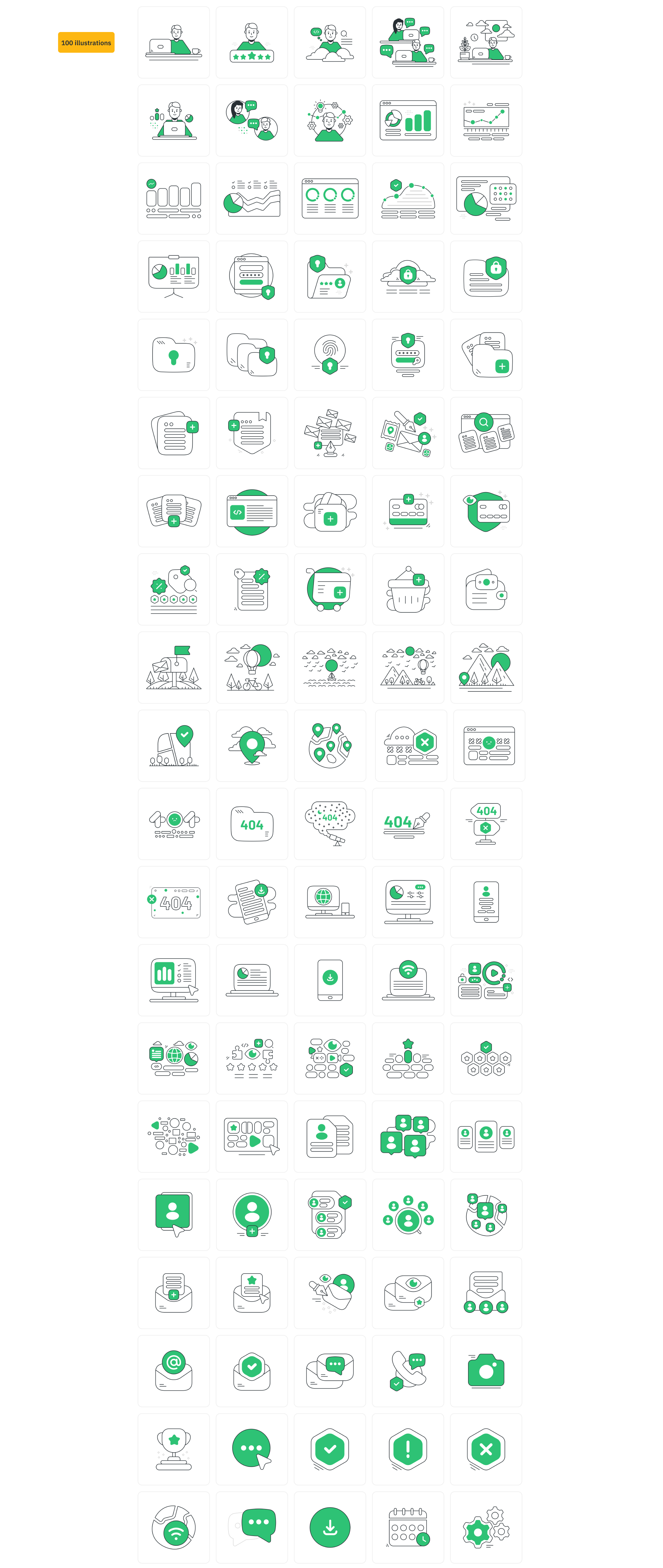 100款UI设计矢量插图线稿素材下载 Loop Illustrations_img_2