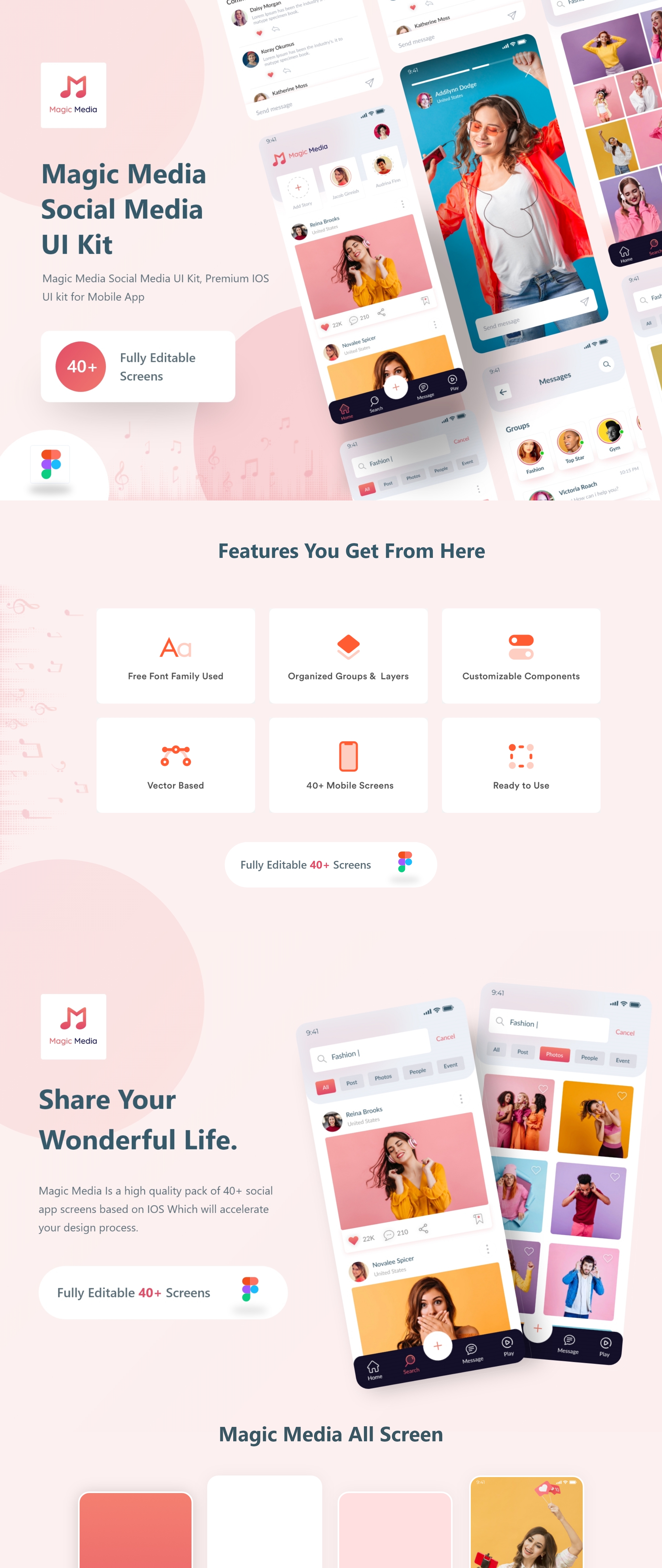 交友社交短视频应用程序APP UI套件素材 Magic Media Social Media UI Kit_img_2