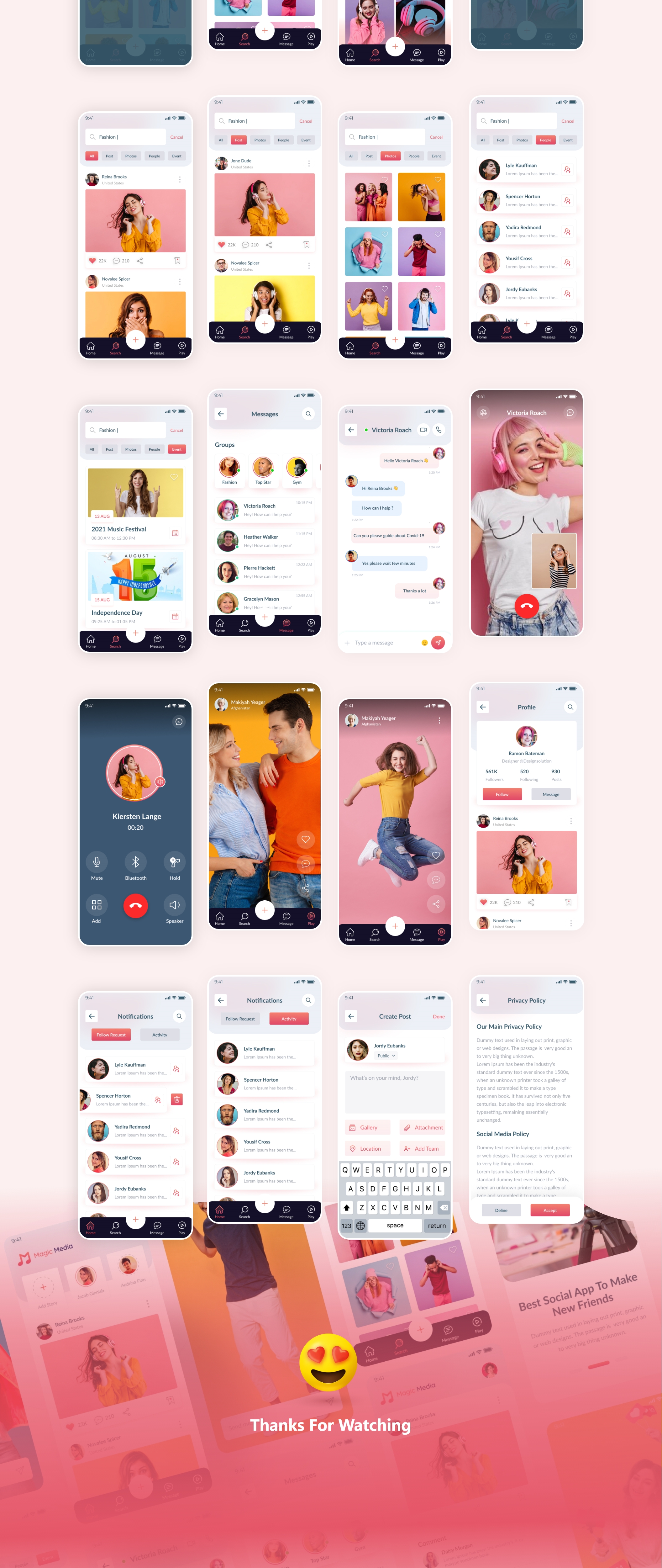 交友社交短视频应用程序APP UI套件素材 Magic Media Social Media UI Kit_img_2