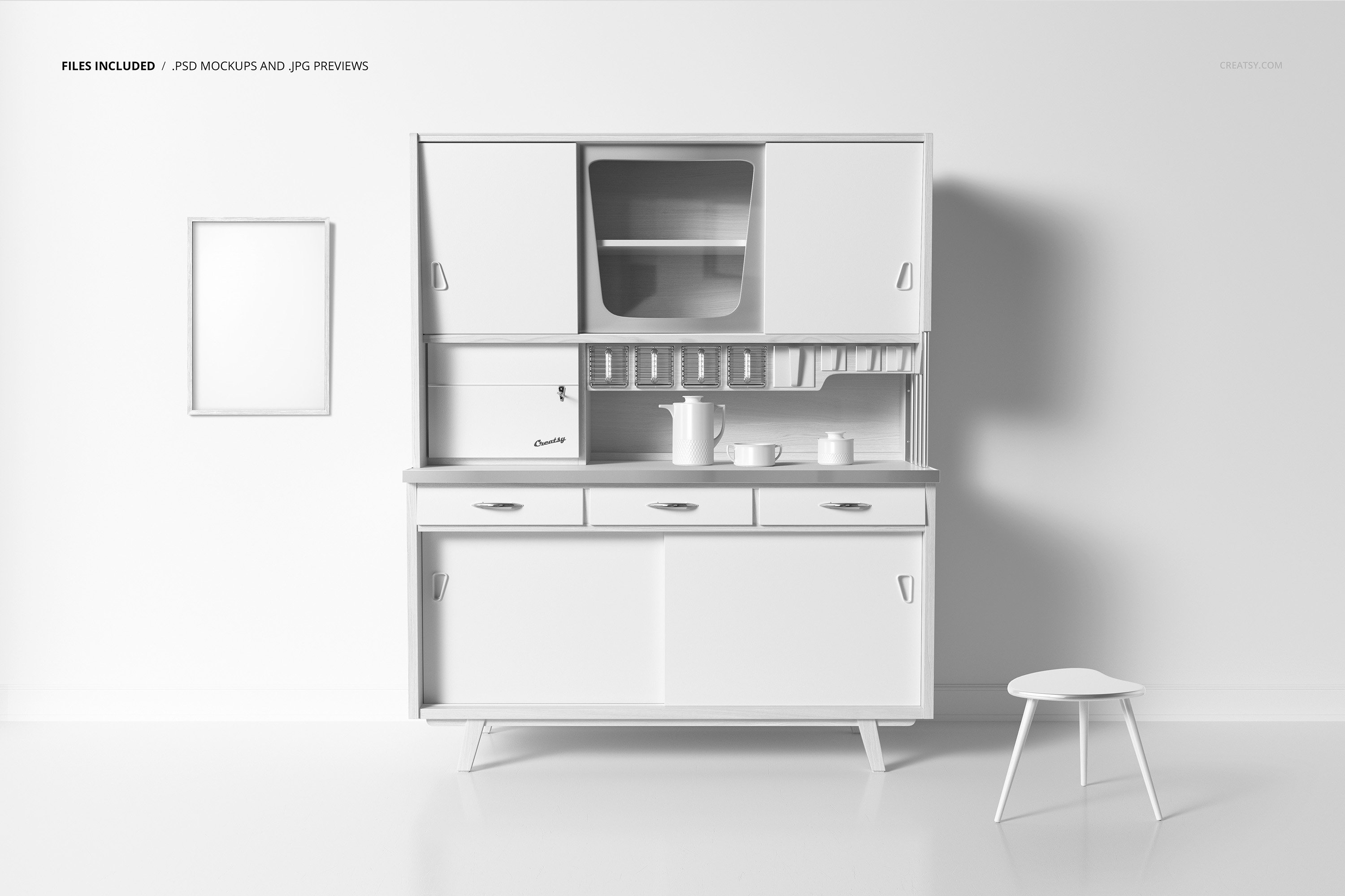 时尚厨房橱柜外观贴纸设计贴图样机素材 Kitchen Cupboard Mockup (5FFv.13)_img_2