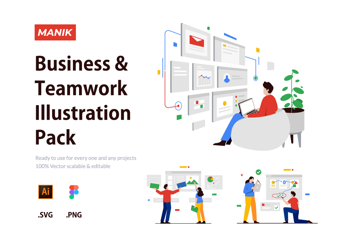 商业团队合作矢量插图设计素材套装 MANIK - Business strategy & Teamwork Illustration Pack_img_2