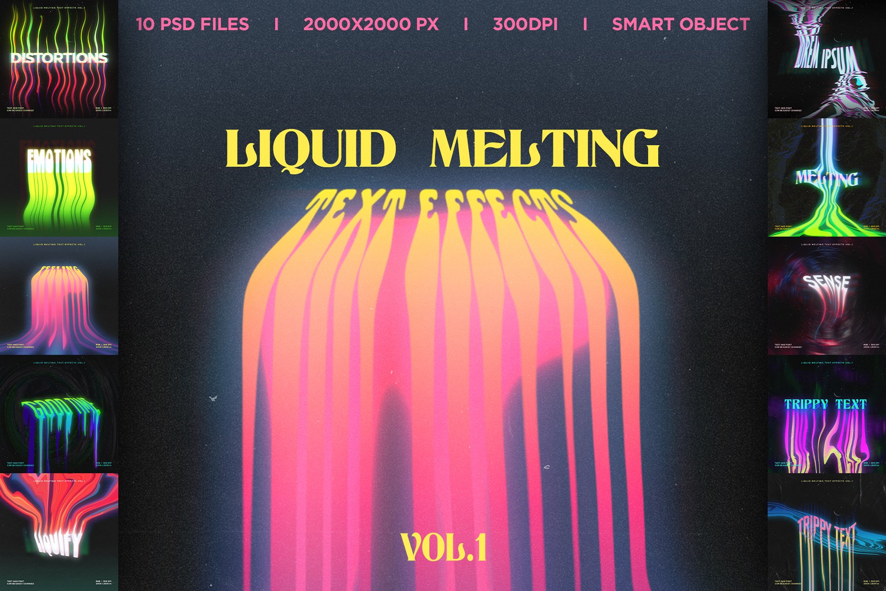 潮流时尚液体融化扭曲标题Logo字体设计Ps样机素材特效生成模板 Liquid Melting Text Effects Vol.1_img_2