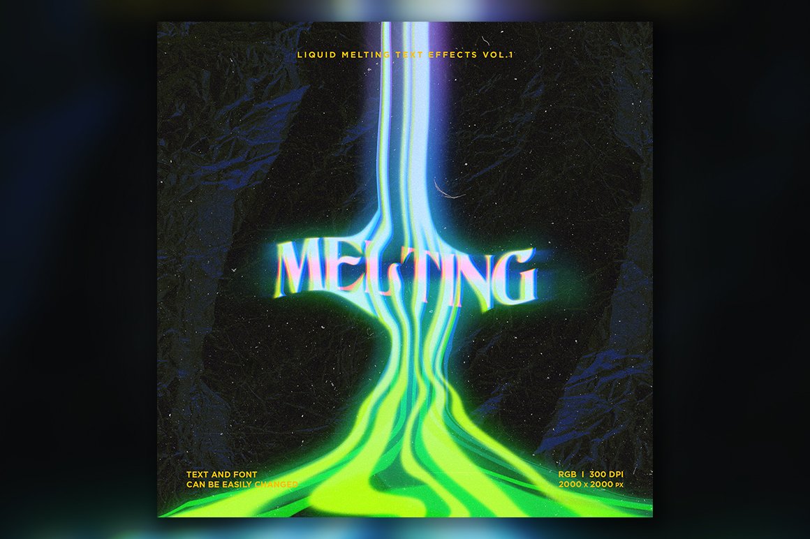 潮流时尚液体融化扭曲标题Logo字体设计Ps样机素材特效生成模板 Liquid Melting Text Effects Vol.1_img_2