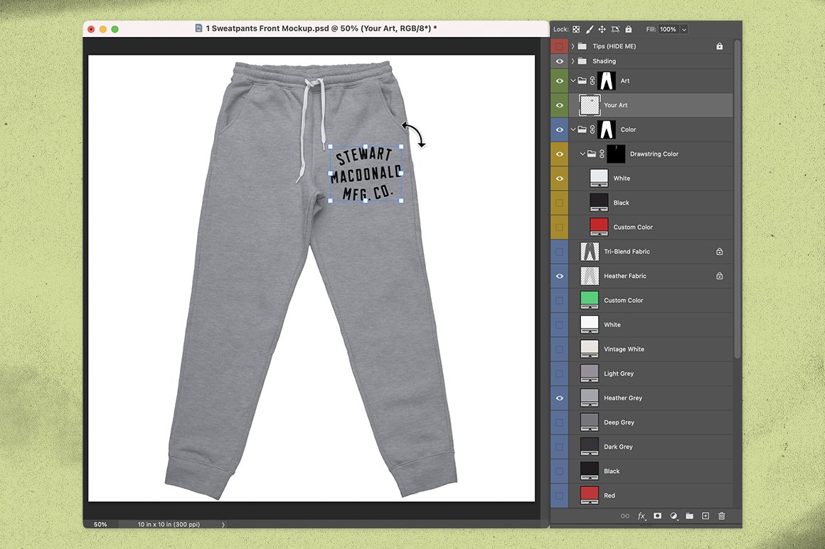 宽松街头嘻哈运动裤设计贴图样机模板 Sweatpants Merch Mockup_img_2