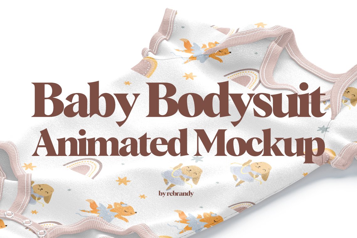 动态旋转婴儿紧身连衣裤设计贴图样机素材 Baby Bodysuit Animated Mockup_img_2