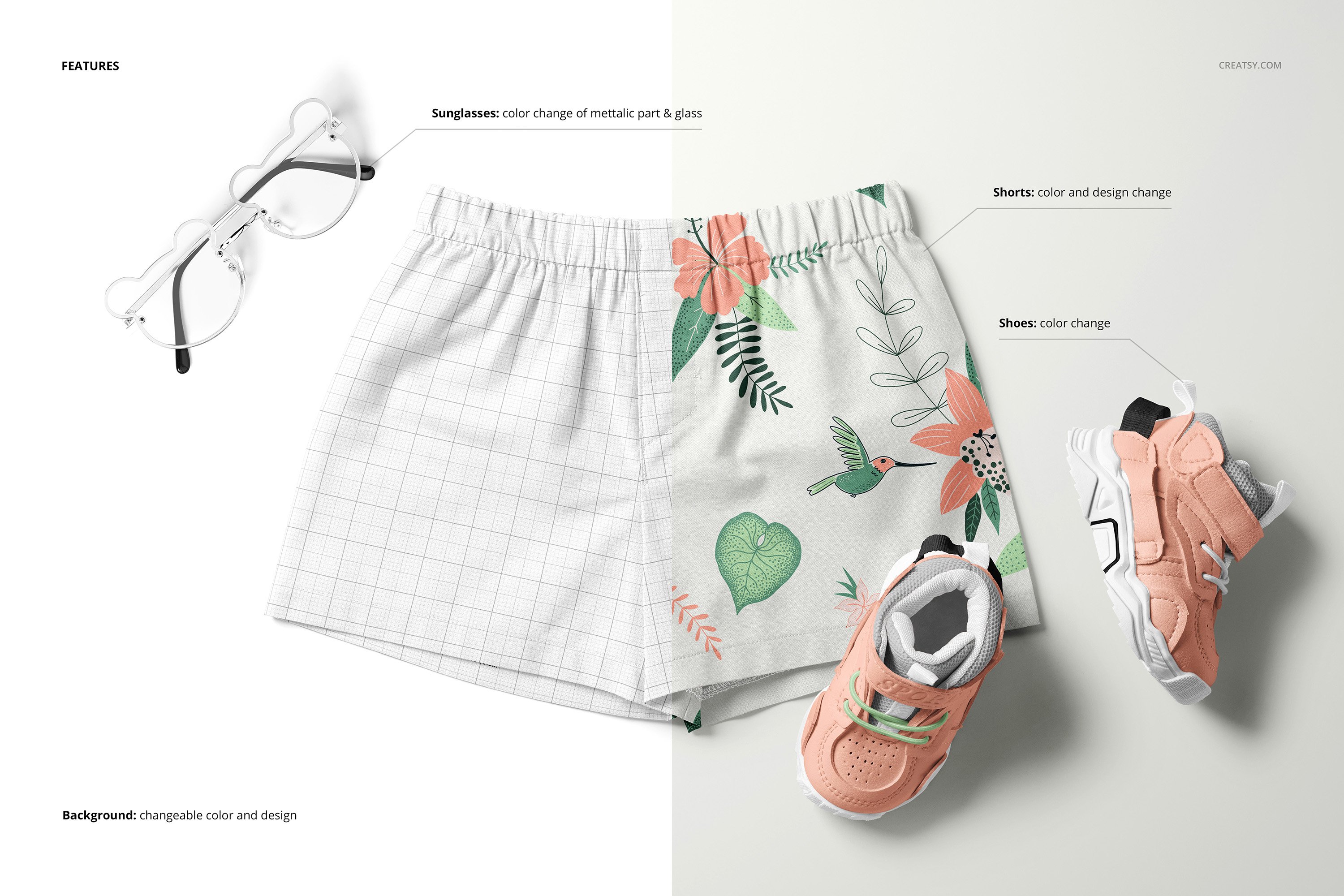 婴儿儿童短裤设计展示样机套装 Baby & Kids Shorts Mockup Set_img_2