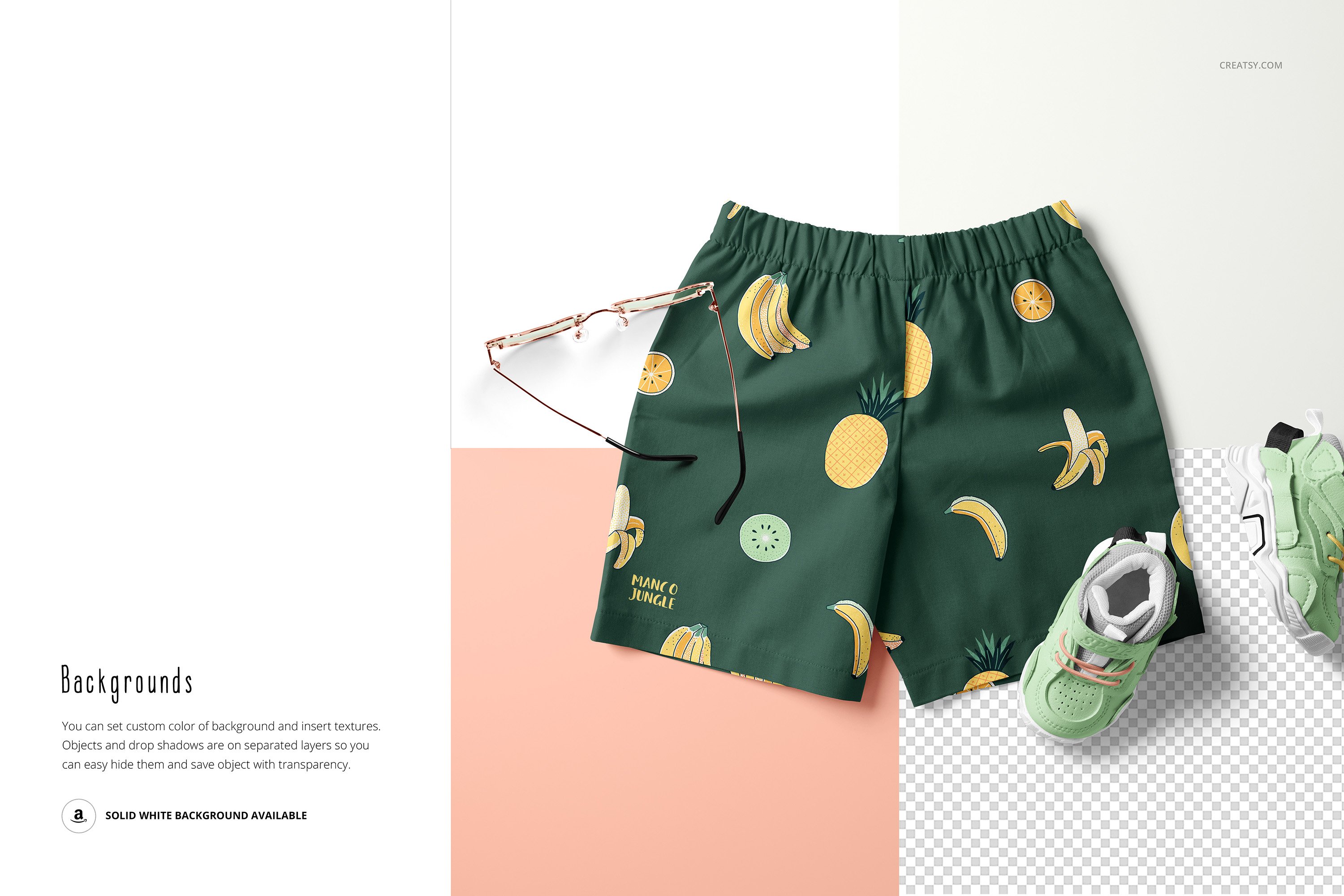 婴儿儿童短裤设计展示样机套装 Baby & Kids Shorts Mockup Set_img_2