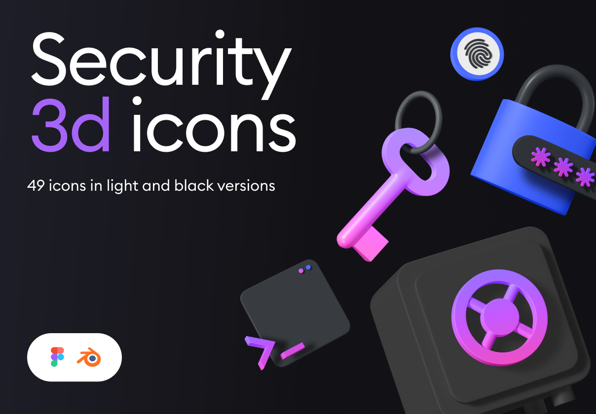 高级信息安全安防主题3D图标设计素材套件 Security 3d icon kit_img_2