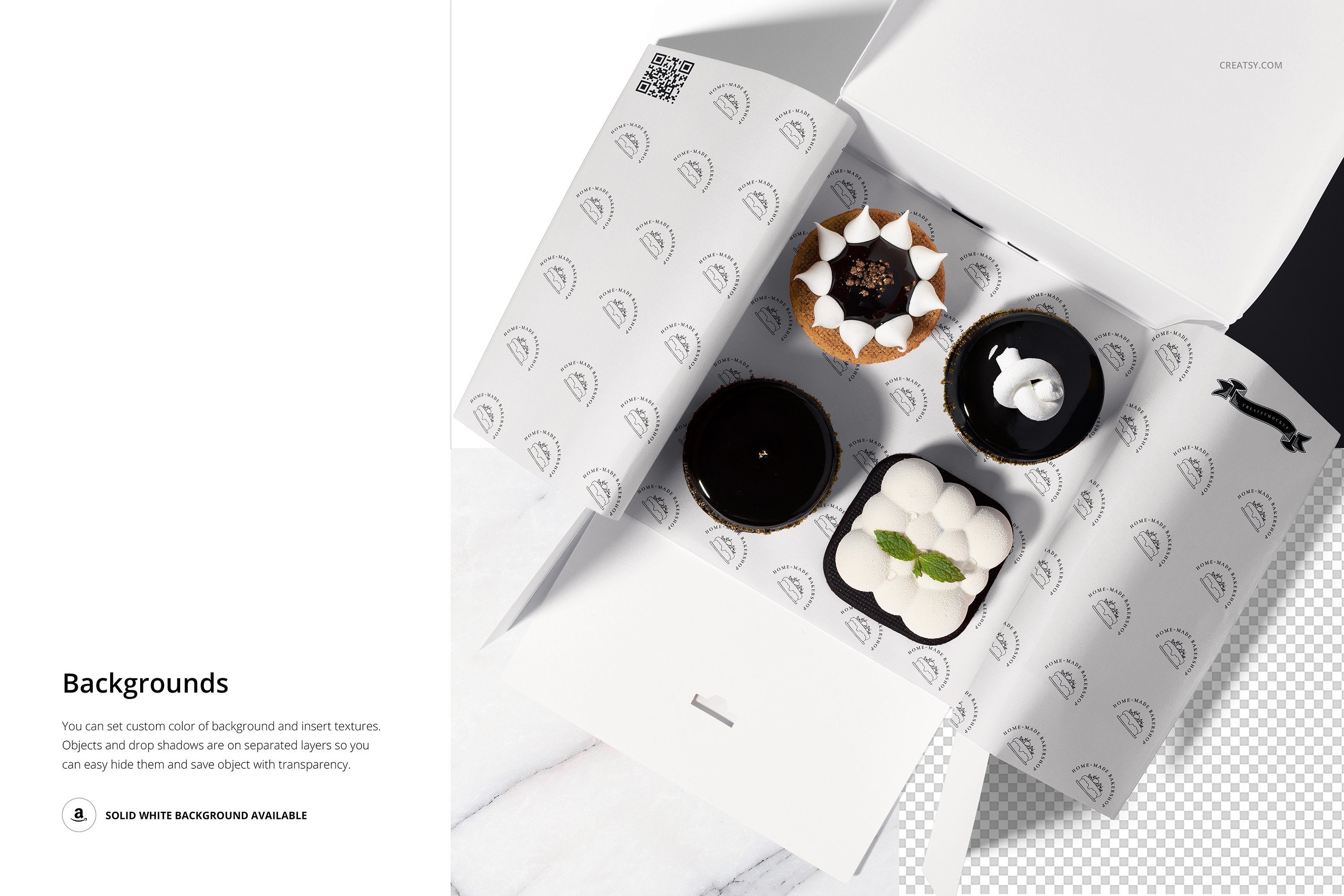 甜点糕点食品安全包装纸印花设计贴图样机合集 Food Safe Paper Mockup Set /Desserts_img_2