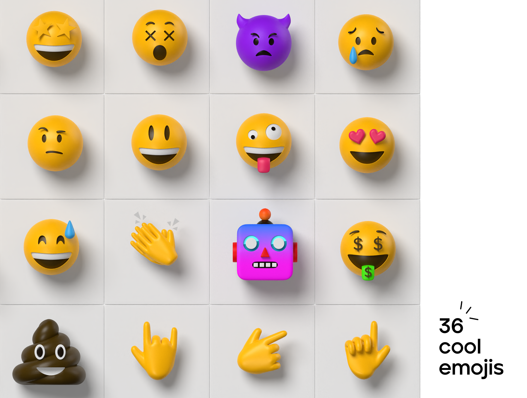 36款趣味卡通创意3D立体Emoji头像表情包图标素材 3d emoji_img_2