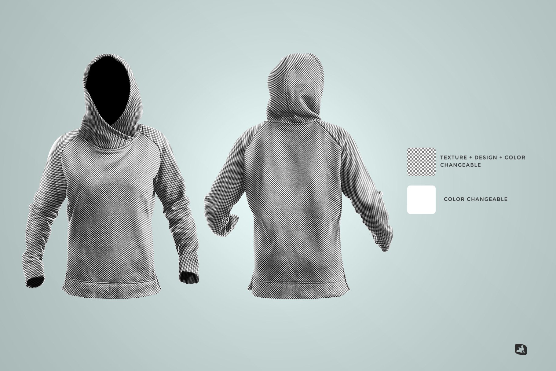 女性裹身连帽衫套装印花设计展示样机 Female Wrapped Hoodie Set Mockup_img_2