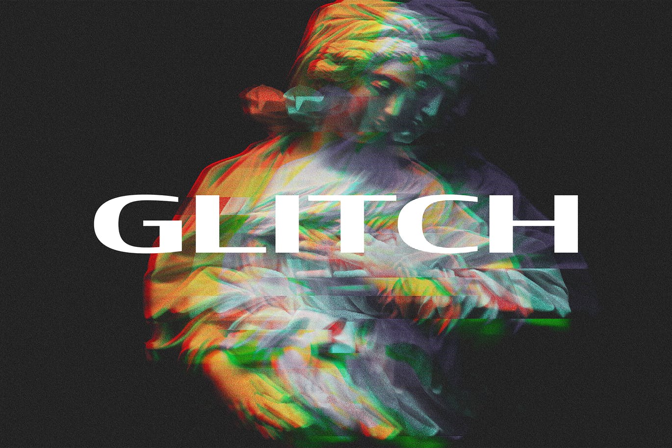 故障错位照片处理特效Ps样式模板 Digital Screen Glitch Effect_img_2