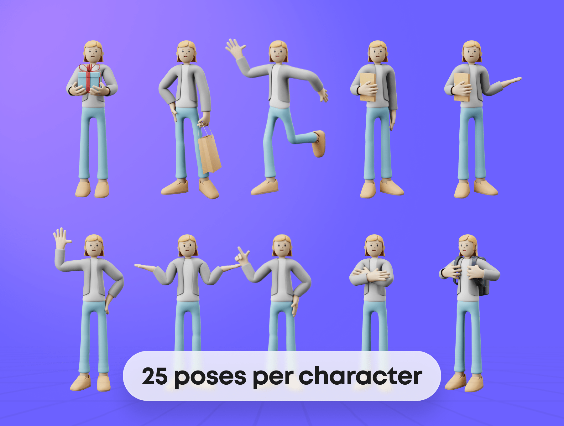 工作场景卡通3D人物角色插图包 3D Illustration Character Pack_img_2