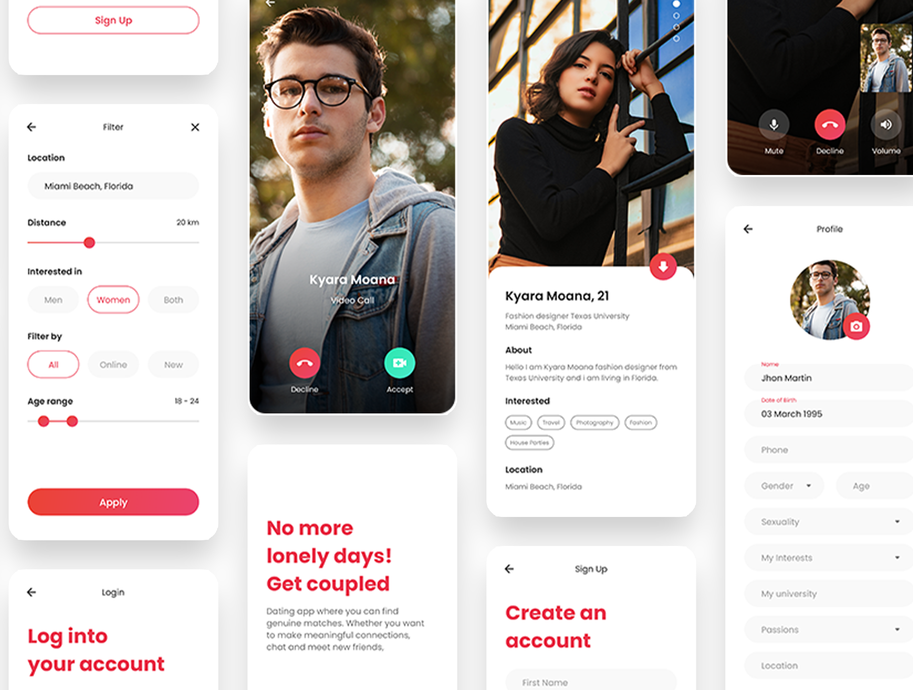 约会交友社交APP应用程序UI界面设计套件 Dating Mobile App UI Kit_img_2