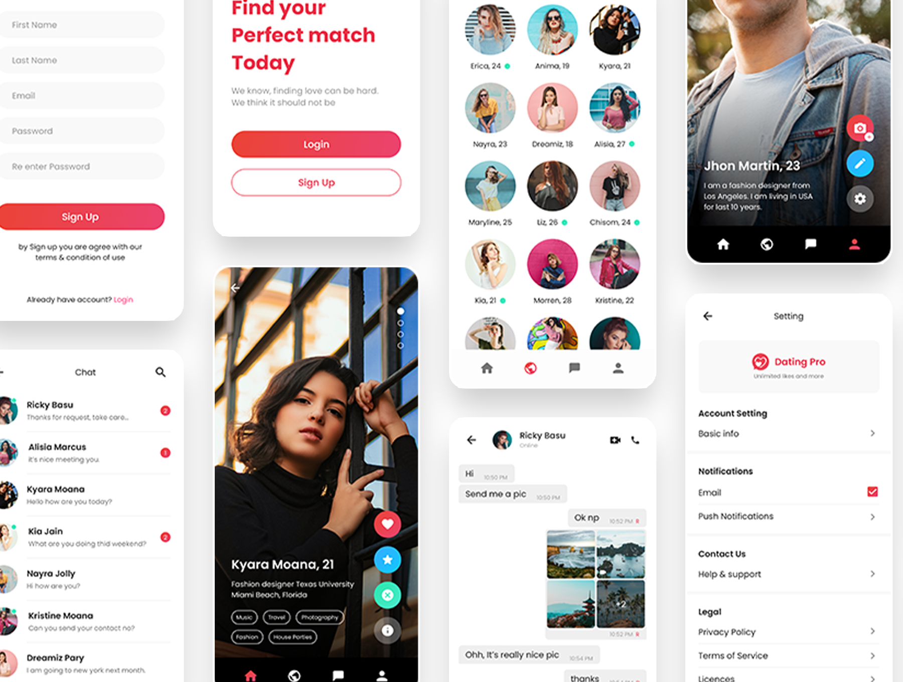 约会交友社交APP应用程序UI界面设计套件 Dating Mobile App UI Kit_img_2