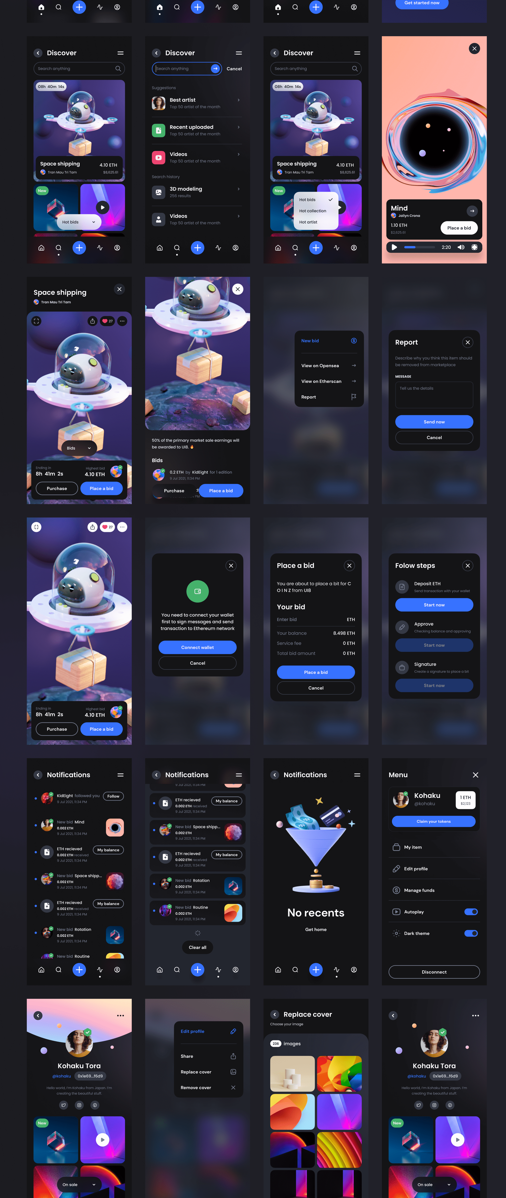 炫酷金融加密货币钱包APP应用程序UI界面设计套件 Node – Crypto NFT iOS UI Kit_img_2