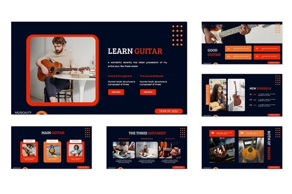 现代时尚产品营销策划演示文稿设计ppt模版 Guitar Jammin - Powerpoint Template_img_2