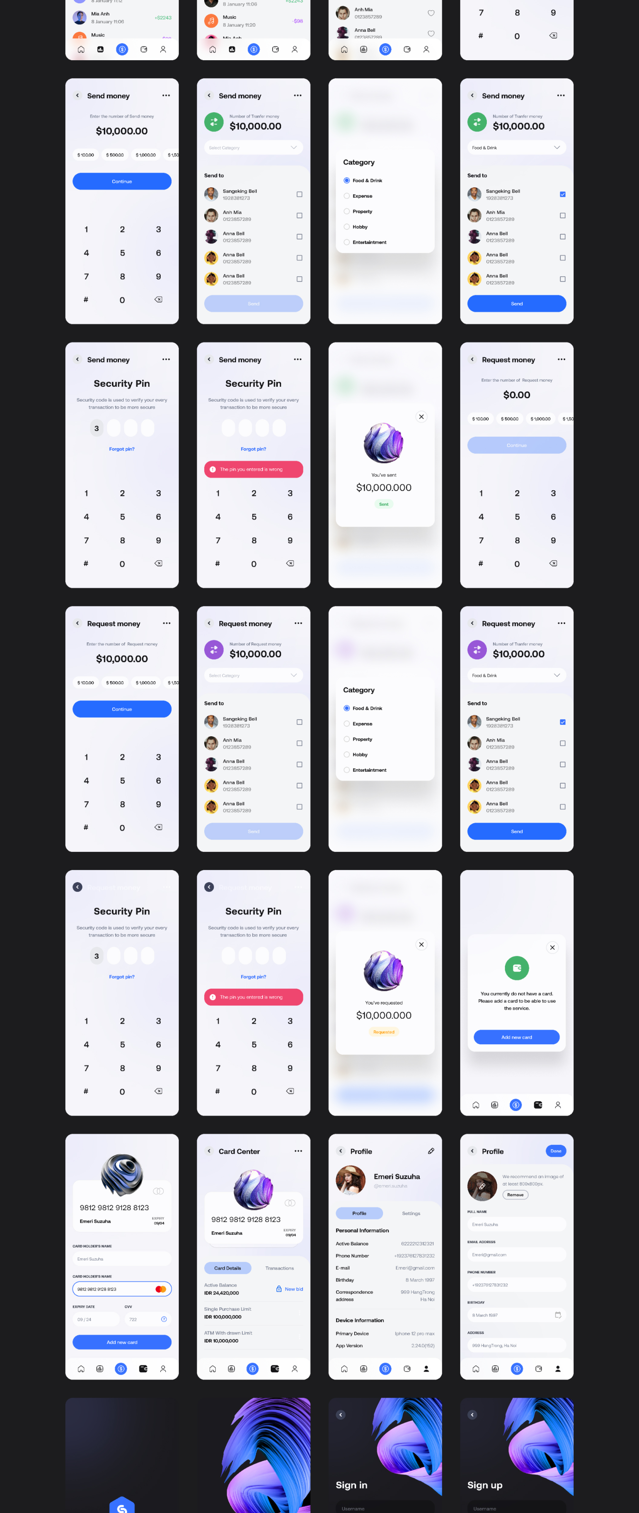 暗黑金融财务交易APP应用程序界面设计套件 Siribank Finance Ui Kit_img_2