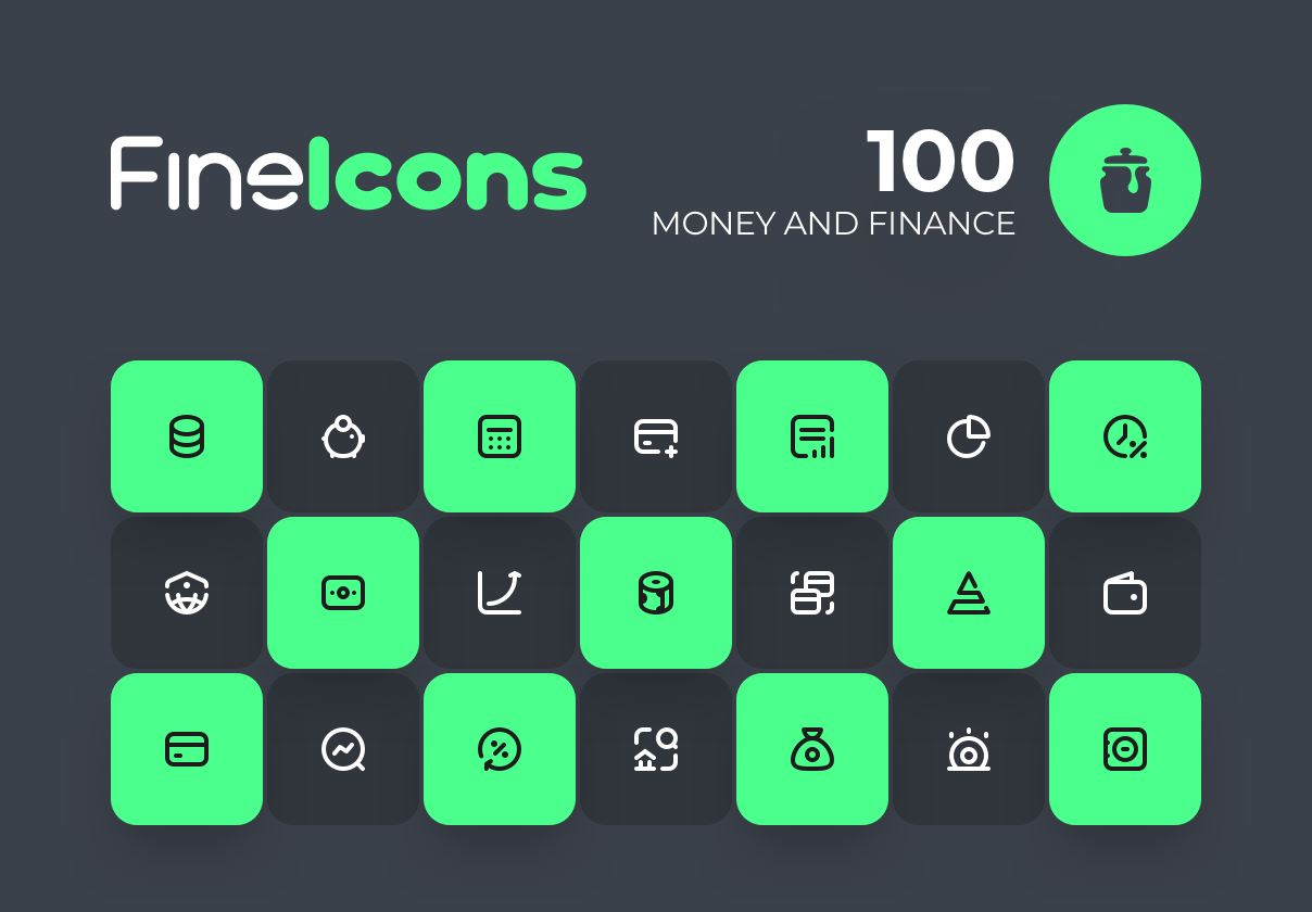 100款时尚金融货币矢量图标设计素材 FineIcons Money and Finance Pack_img_2