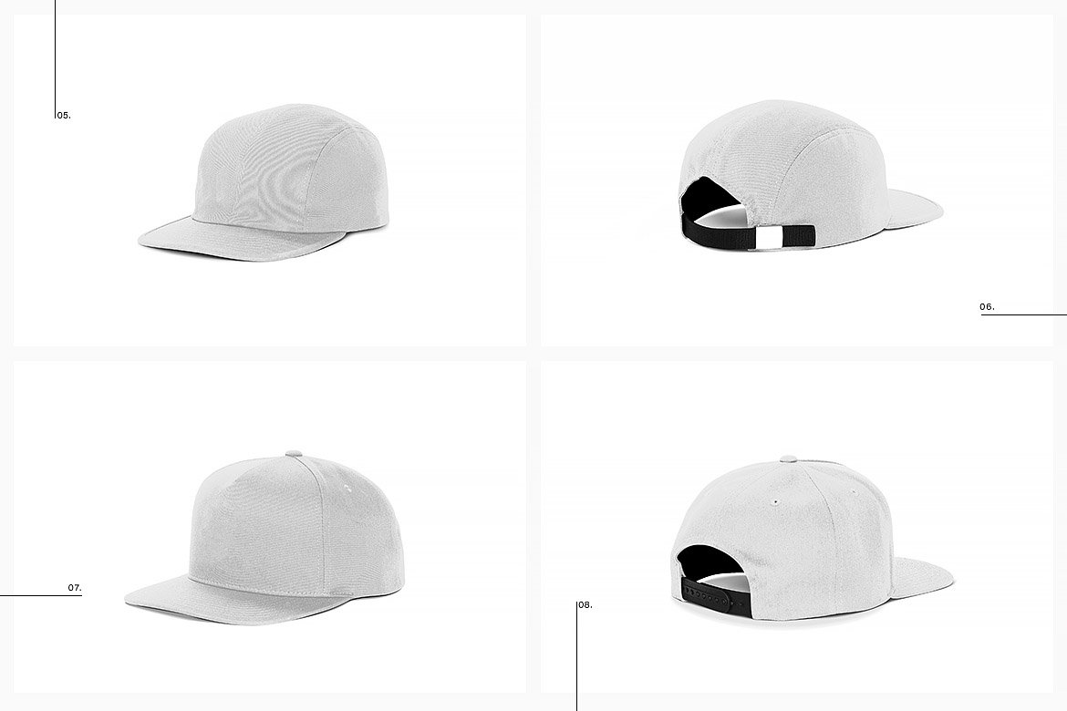 极简棒球帽设计Ps智能贴图样机模板素材 Snapback FullCap Mockup_img_2