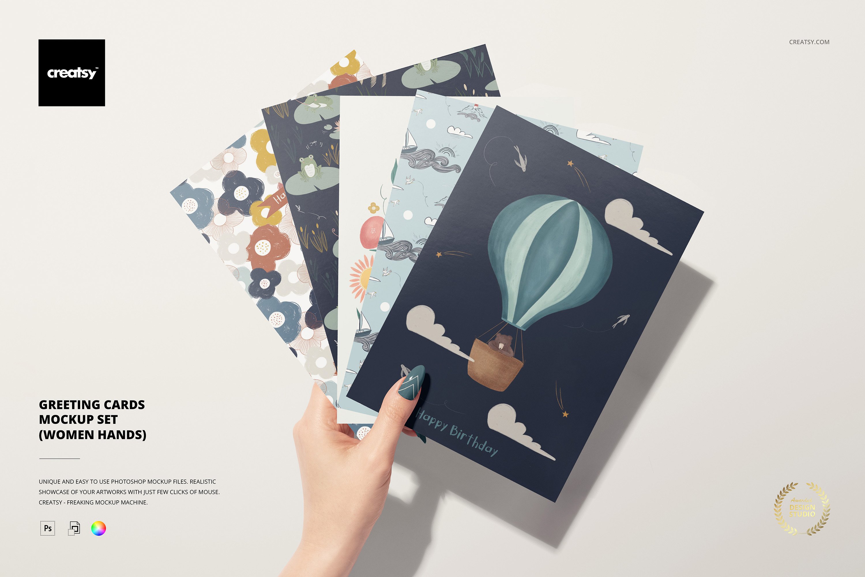 18款手持贺卡明信片设计Ps智能贴图样机模板合集 Greeting Cards Mockup Set_img_2