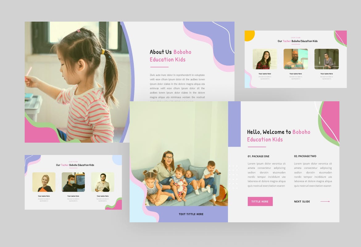 现代炫彩幼儿园作品集图文排版设计ppt模板 Kindergarten Powerpoint Presentation Template_img_2