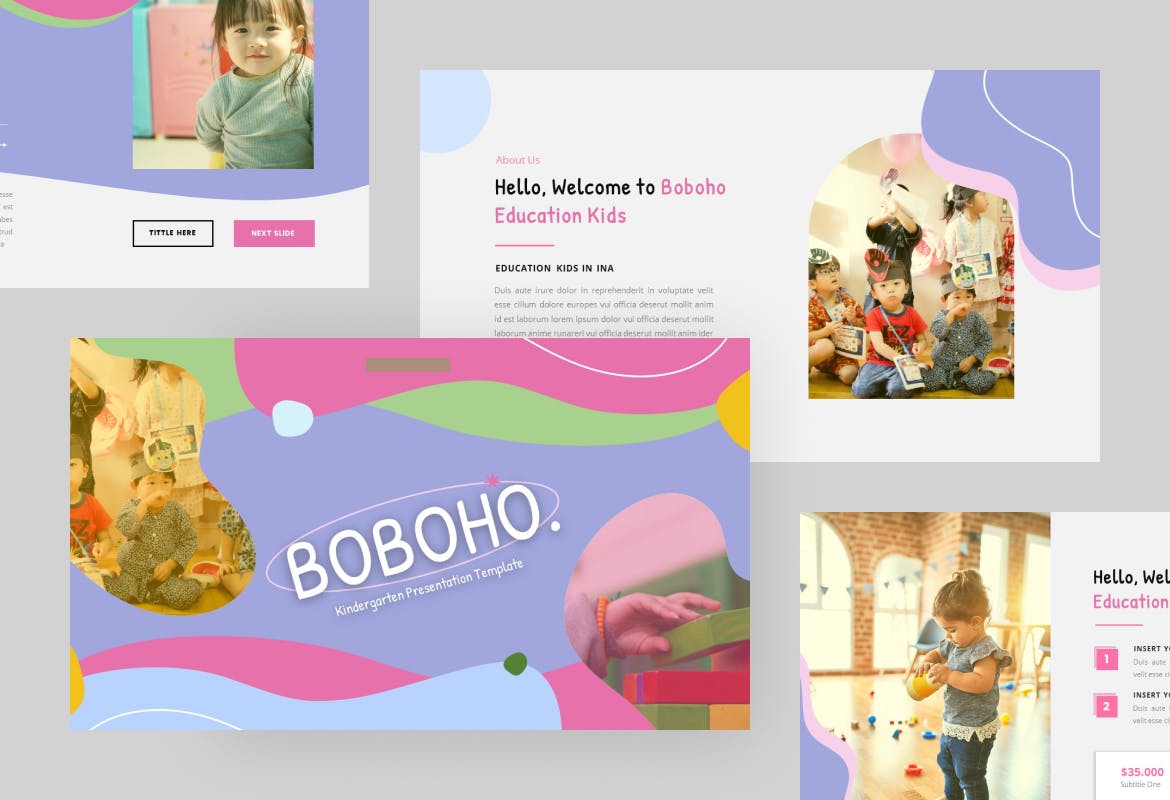 现代炫彩幼儿园作品集图文排版设计ppt模板 Kindergarten Powerpoint Presentation Template_img_2