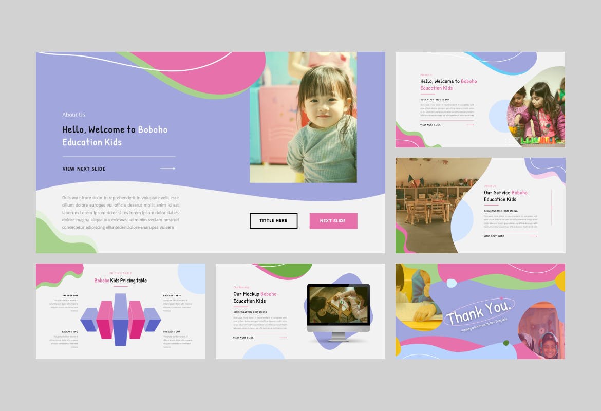 现代炫彩幼儿园作品集图文排版设计ppt模板 Kindergarten Powerpoint Presentation Template_img_2