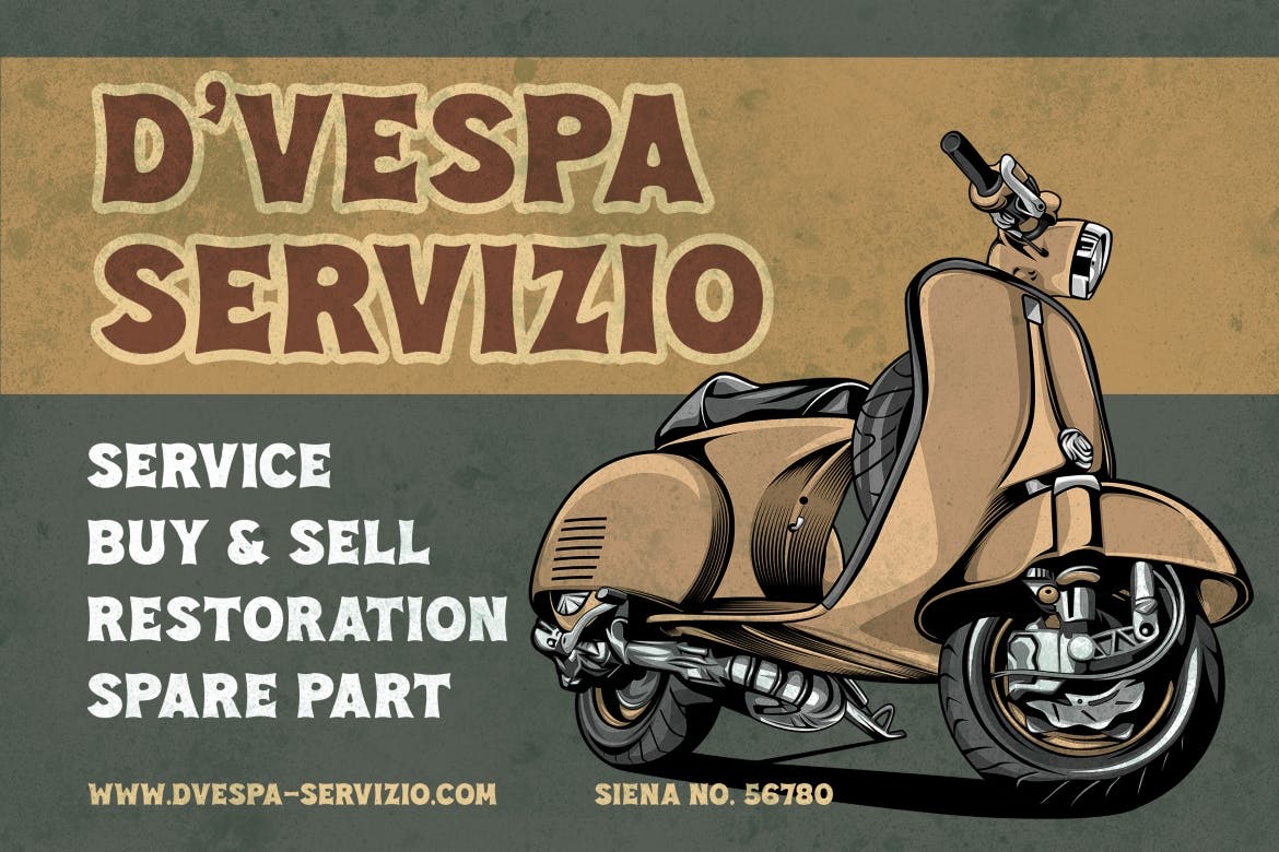 复古品牌标识徽标logo设计衬线英文字体 Vespalogy - Authentic Display Vintage_img_2