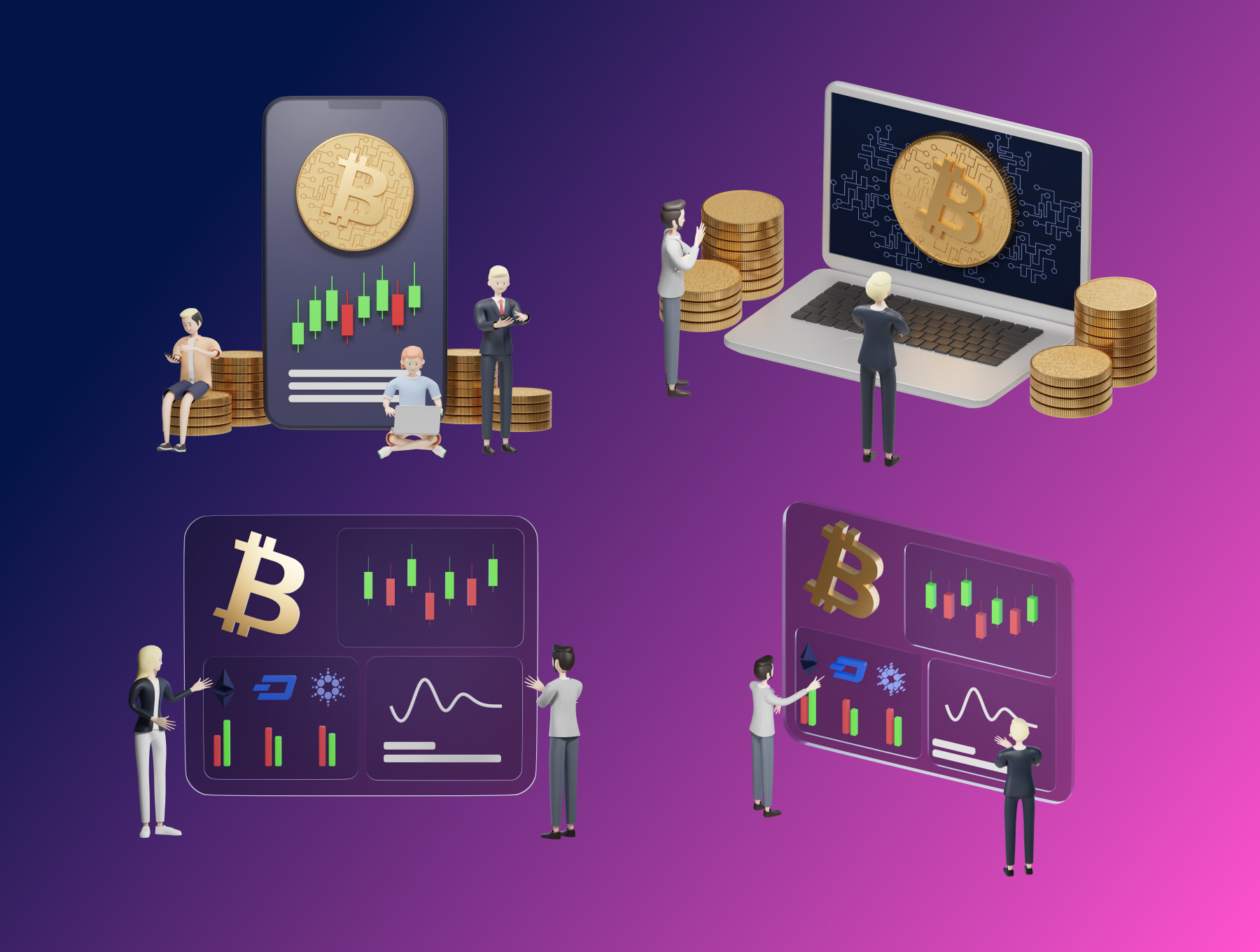 3D人物角色加密货币插图设计素材 3D Character Pack Crypto Illustration & 3D Elements object_img_2