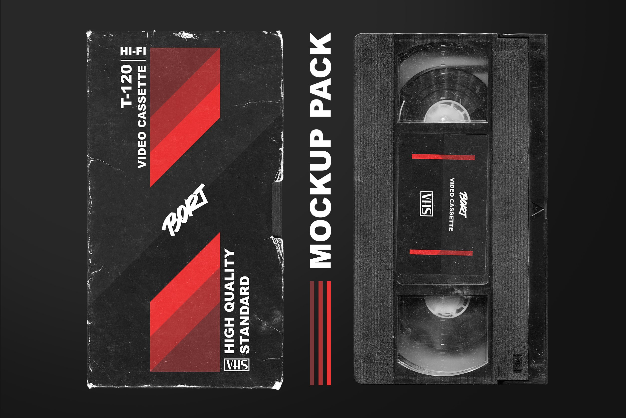 复古做旧盒式录像磁带盒设计展示Ps智能贴图样机模板 OLD VHS Video Cassette Mockup Pack_img_2