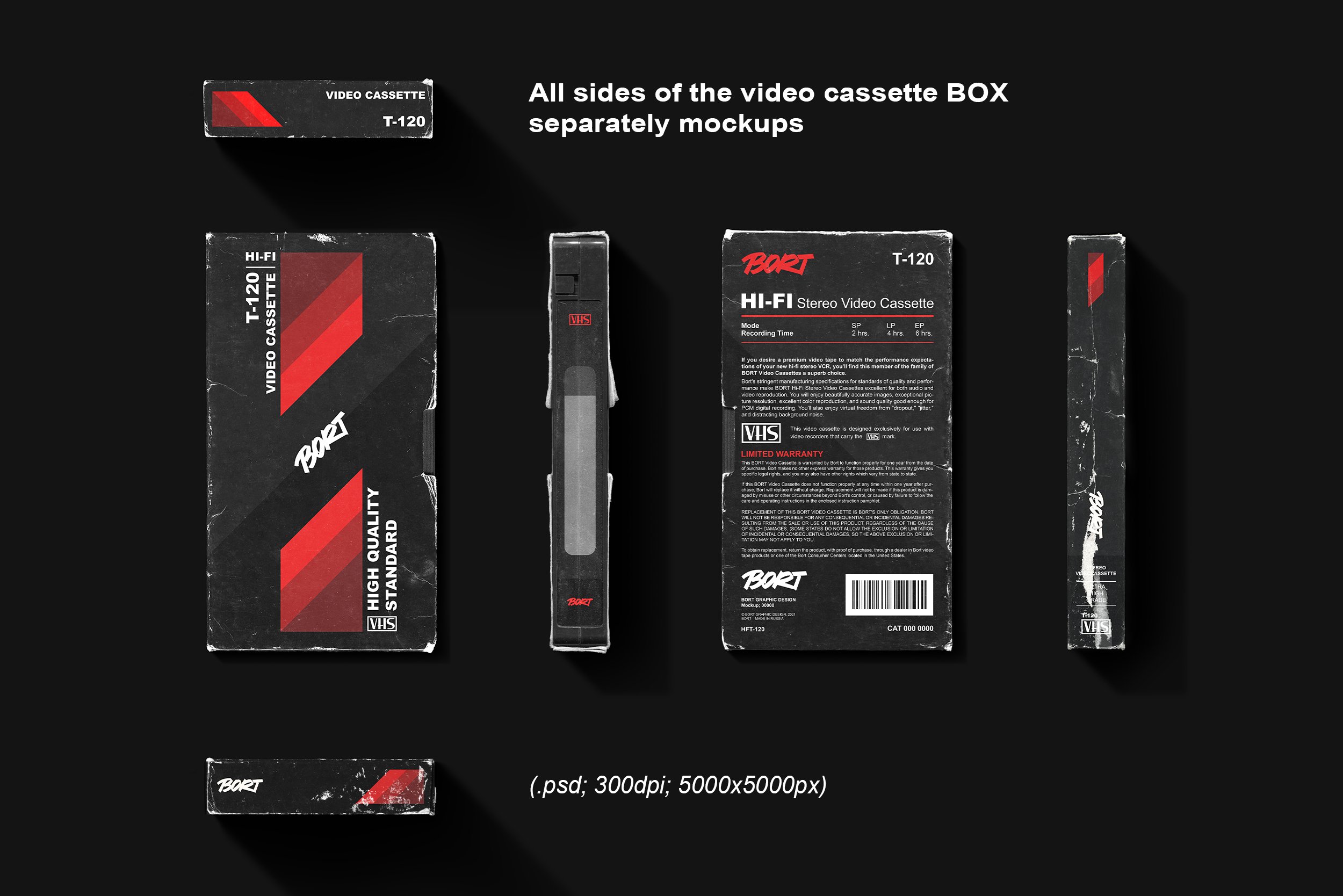 复古做旧盒式录像磁带盒设计展示Ps智能贴图样机模板 OLD VHS Video Cassette Mockup Pack_img_2