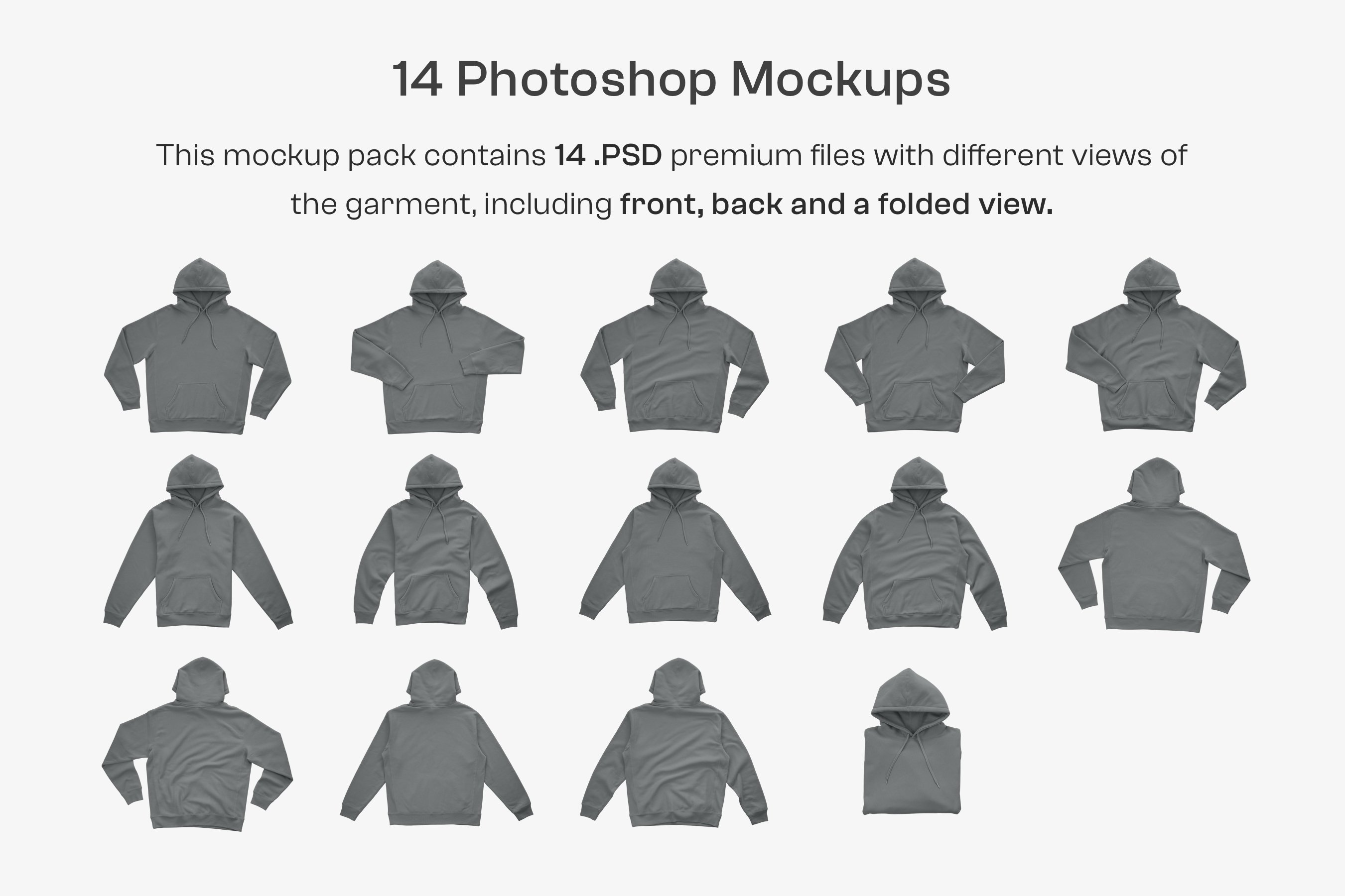 14个连衣帽卫衣服装设计Ps智能贴图样机模板 IND5000 Heavyweight Hoodie Mockups_img_2